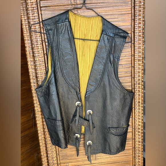 jookay Other - Vintage black leather bikers style vest by Joo-Kay brand men"s made in Ardmore